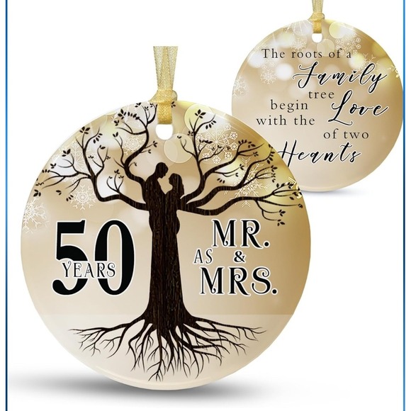 Other - 50th Wedding Anniversary Ornament NIB NEW Mr & Mrs Family Tree Gift Husband Wife